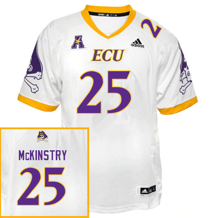 Men #25 Kingston McKinstry ECU Pirates College Football Jerseys Sale-White - Click Image to Close